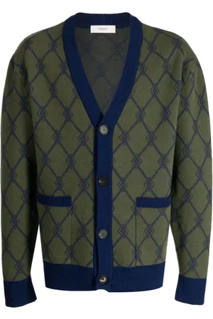 PRINGLE OF SCOTLAND Monogram-jacquard V-neck cardigan