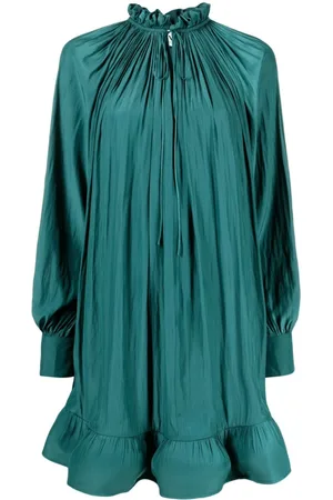 Lanvin Ruffled charmeuse flared dress