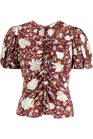 ULLA JOHNSON Elise ruched-silk blouse