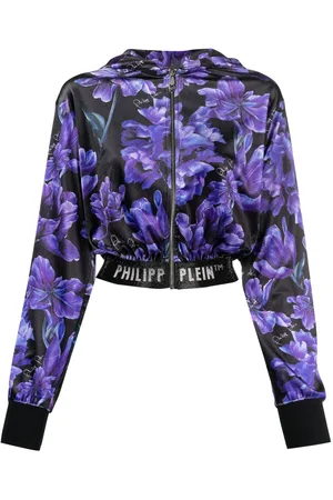 Philipp Plein Floral-print cropped hoodie