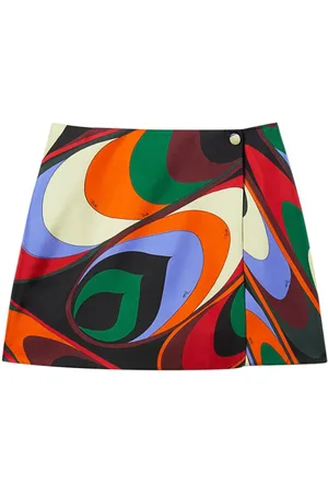 Puccini Onde-print silk wrap miniskirt