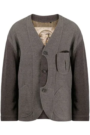 ZIGGY CHEN Patchwork-design V-neck jacket