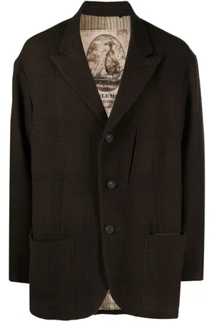 ZIGGY CHEN Peak-lapels check-pattern blazer
