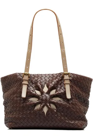 Bottega Veneta Brown Intrecciato Woven Nappa Leather Belted Tote Bag