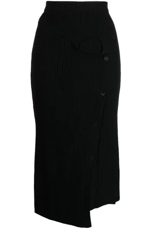 Feng Chen Wang Ribbed-knit wool midi skirt