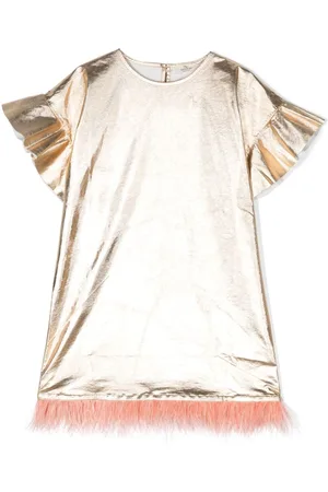 Le pandorine Metallic-finish ruffle dress