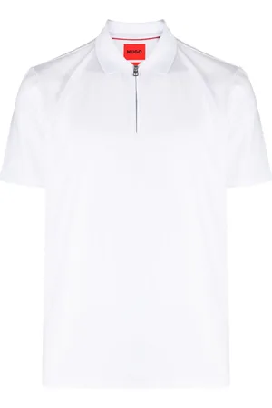 HUGO BOSS Half-zip cotton-blend polo shirt