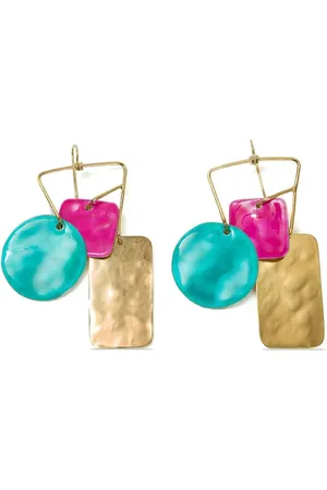 LHD Geometric-design drop earrings