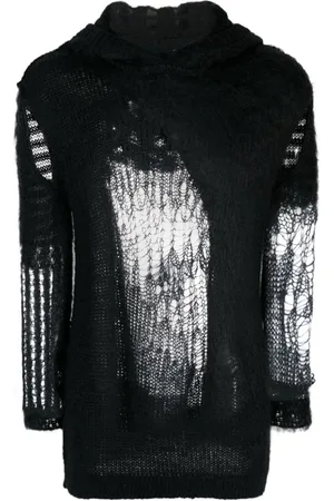 Rick Owens Spider cut-out sleeve knitted hoodie