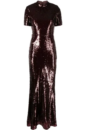 Self-Portrait Sequin-embellished short-sleeve maxi dress