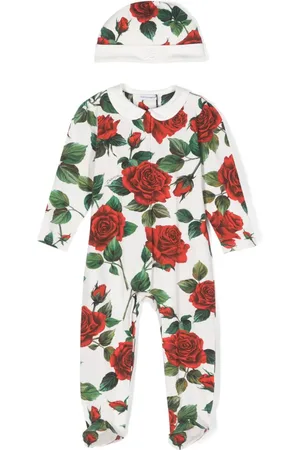 Dolce & Gabbana Logo-embroidered floral-print babygrow set