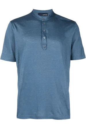 LARDINI Logo-tag linen polo shirt