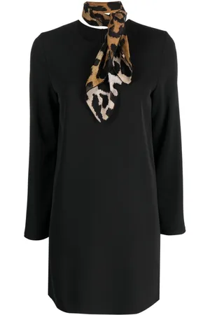 ..,MERCI Attached-scarf long-sleeve minidress