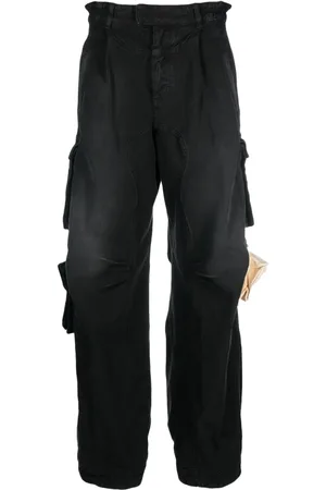 SSHEENA Pleat-detailing cotton straight-leg jeans