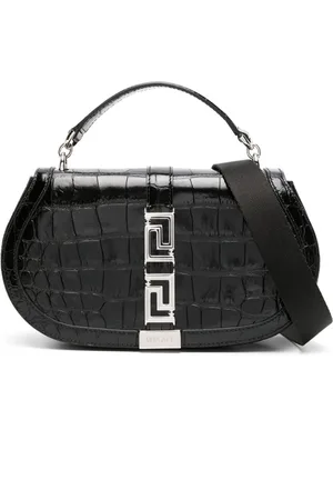 VERSACE Greca Goddess crocodile-embossed shoulder bag