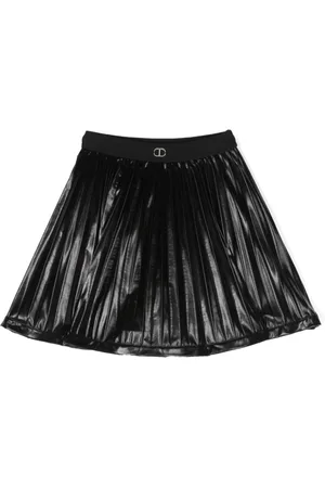 Twin-Set Logo-plaque pleated skirt