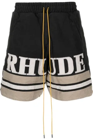 Rhude Logo-embroidered cotton shorts