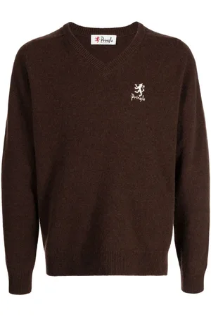 PRINGLE OF SCOTLAND Logo-embroidery V-neck jumper