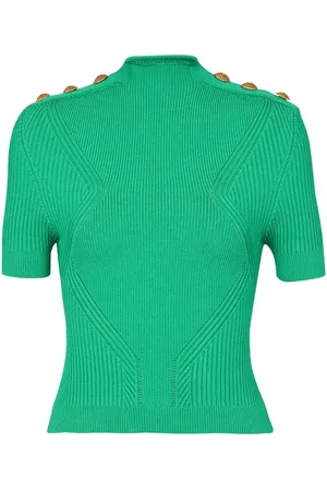 Balmain Button-embellished knitted top