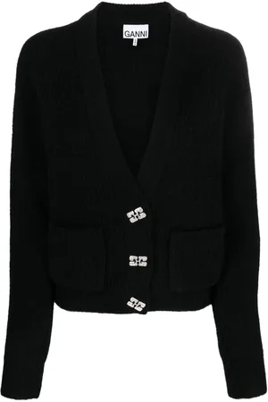 Ganni V-neck wool-blend cardigan