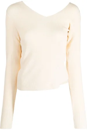 SYSTEM Asymmetric-design ribbed-knit jumper