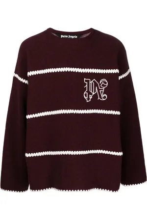 Palm Angels Embroidered-monogram striped jumper