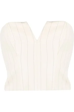 ZIMMERMANN Cropped pinstriped corset-style top