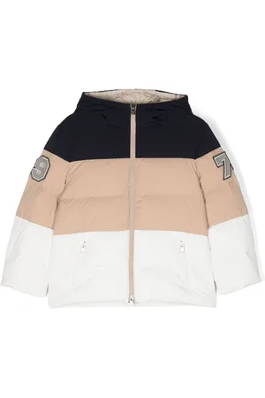 Brunello Cucinelli Colour-block patch-detail padded jacket