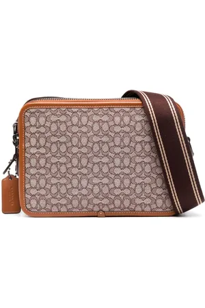 Coach - Tan Canvas & Leather Monogram Print Fold-Over Messenger