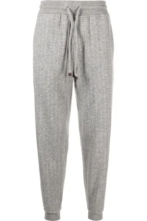Brunello Cucinelli Striped cashmere-blend track pants