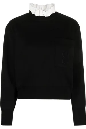 Sandro Ruffled-collar long-sleeve knitted top