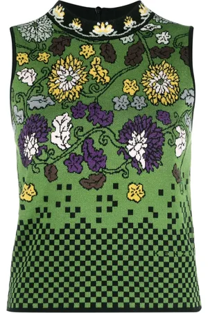Kenzo Mock-neck floral intarsia-knit vest