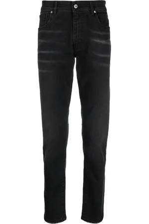 SALVATORE SANTORO Logo-patch cotton slim-fit jeans