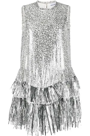 Paco rabanne Leopard-jacquard tiered minidress