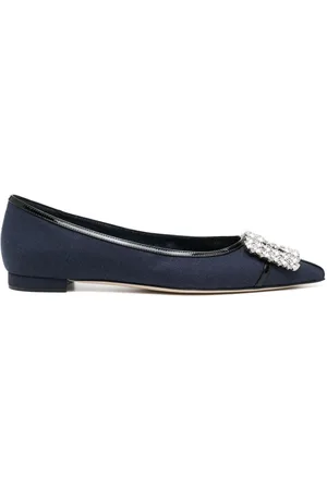 Manolo Blahnik Hangisi crystal-buckle ballerina shoes