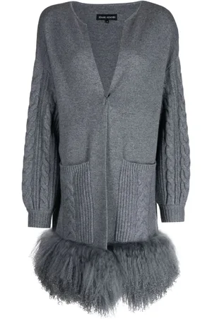 Izaak Azanei V-neck cable-knit cardi-coat