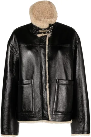 REMAIN Shearling-collar leather jacket