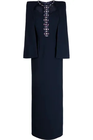 Jenny Packham Lucille crystal-embellished cape dress