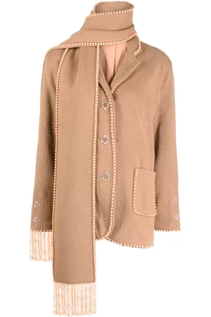 Izaak Azanei Pearl-fringe single-breasted jacket