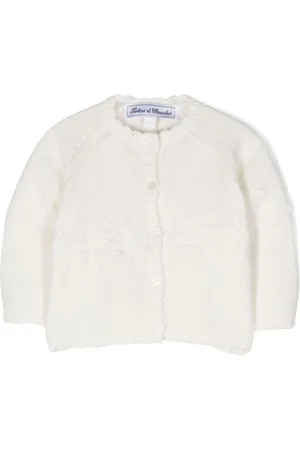 Tartine Et Chocolat Scallop edge cotton wool-blend cardigan
