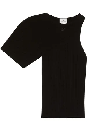 Courrèges Asymmetric wave ribbed-knit jumper