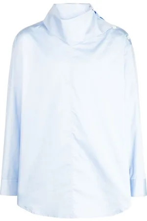 SYSTEM Oversize-pointed collar cotton shirt