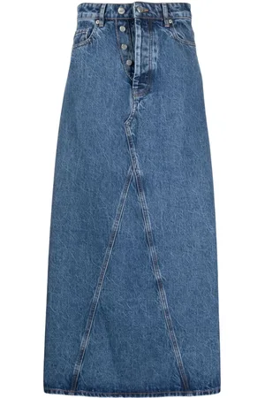 Ganni High-waisted denim maxi skirt
