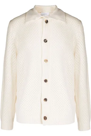 LARDINI Pointelle-knit wool cardigan