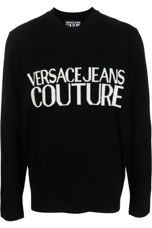VERSACE Logo-intarsia crew-neck jumper