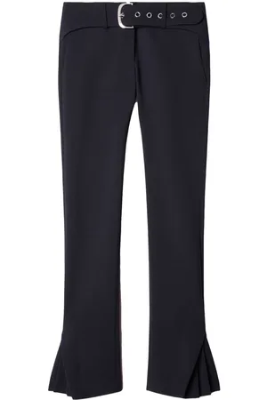 OFF-WHITE Belted flared virgin-wool trousers