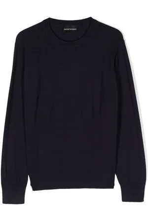 Emporio Armani Logo-jacquard fine-knit jumper