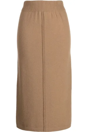 PRINGLE OF SCOTLAND Elasticated-waist wool-cashmere blend skirt