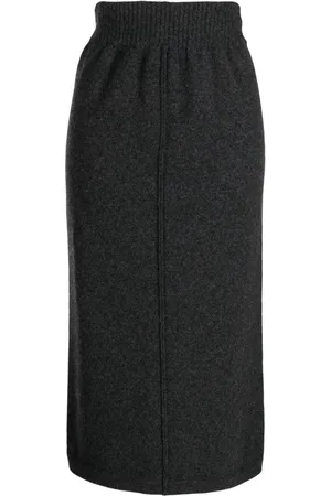 PRINGLE OF SCOTLAND Elasticated-waist wool-cashmere blend skirt