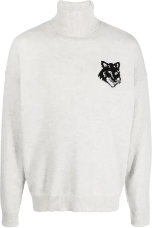 Maison Kitsuné Logo-intarsia wool jumper